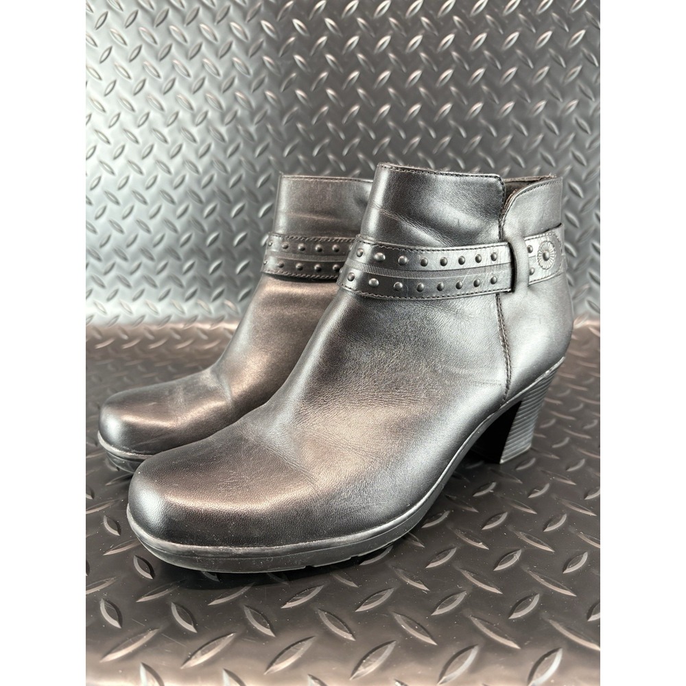 Women's Clarks Bendables 'Dream Belle' Black Leather Ankle Boots Sz 8.5